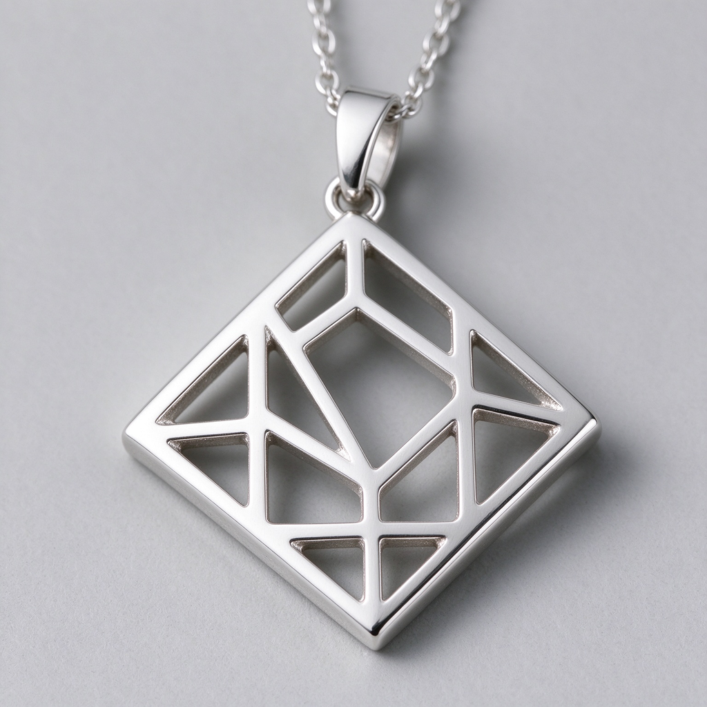 Mavrixel Minimalistička geometrijska šuplja privjesnica od sterling srebra
