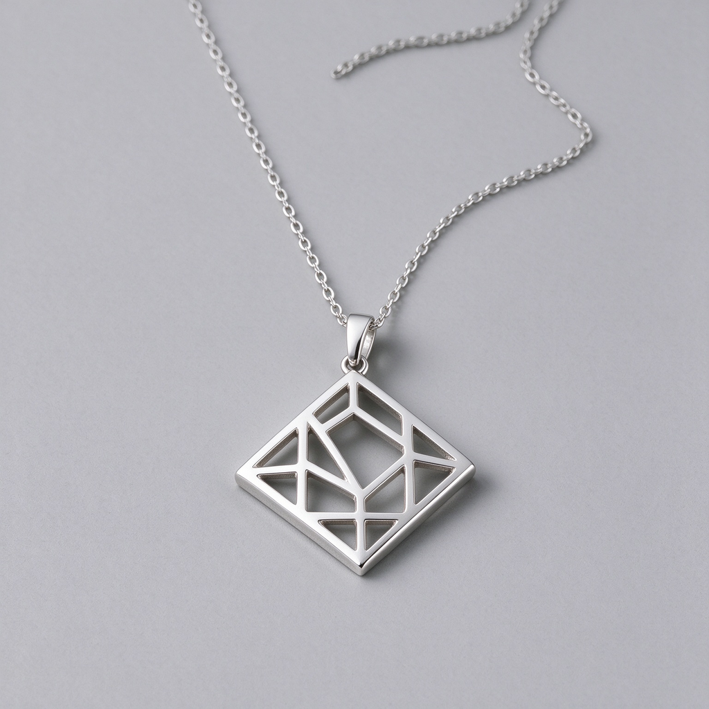 Mavrixel Minimalistička geometrijska šuplja privjesnica od sterling srebra