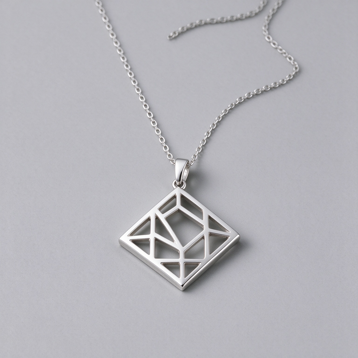 Mavrixel Minimalistička geometrijska šuplja privjesnica od sterling srebra
